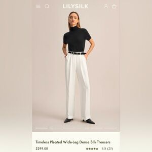 LILYSILK  White Silk Trousers